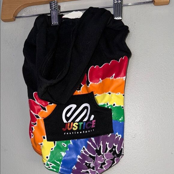 Justice Black Hoodie with Rainbow Tie-Dye - Picture 2 of 6